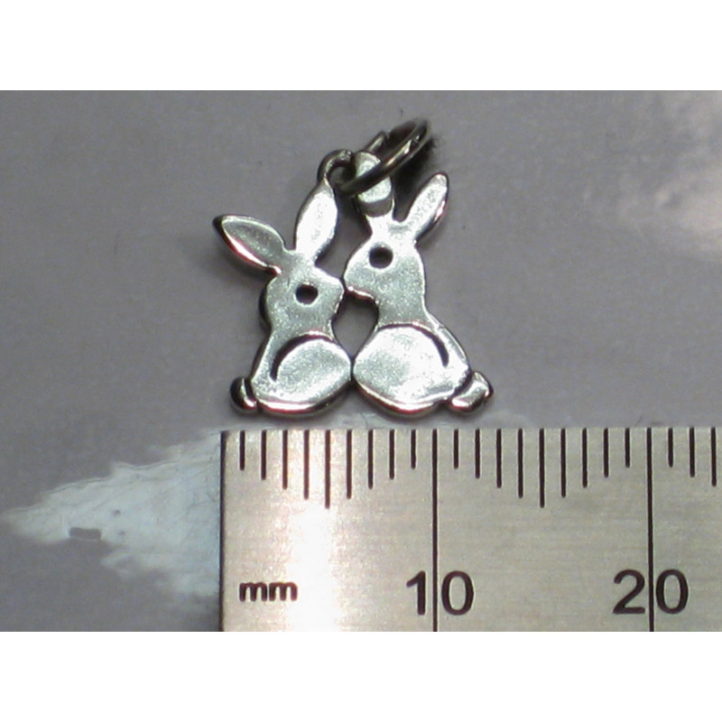Sterling Silver Kissing Rabbits Charm, Love Gift